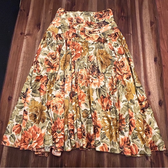 Vintage Italian Floral A-Line Skirt